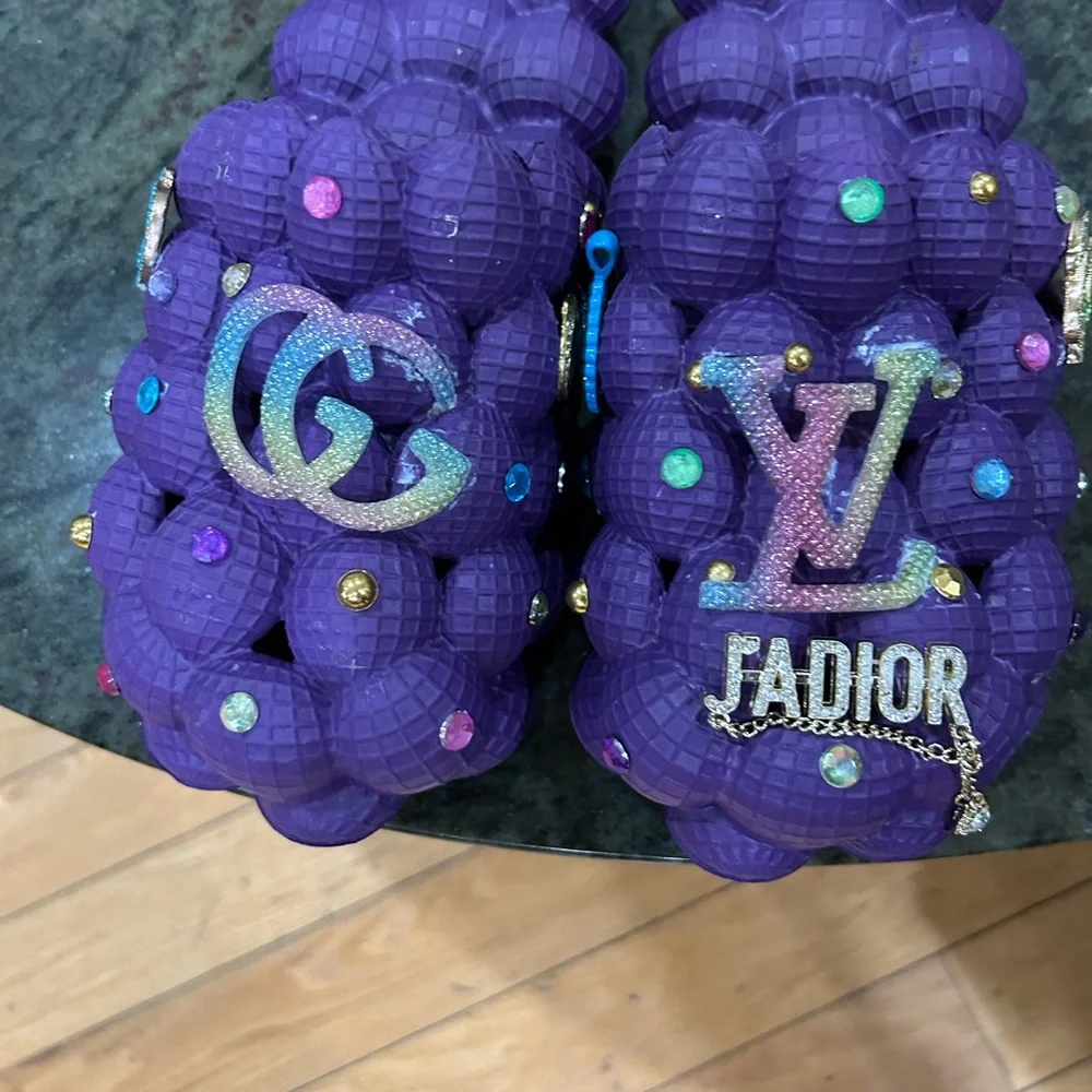 Purple Bubble Slides with Decorative Charms - Picture 3 of 7